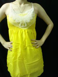 Dress Pearl Sifon Ornamen Yellow